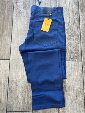 Enzo Tovare Mens Straight Fit Lenin Blend Blue Jeans Lightweight NWT